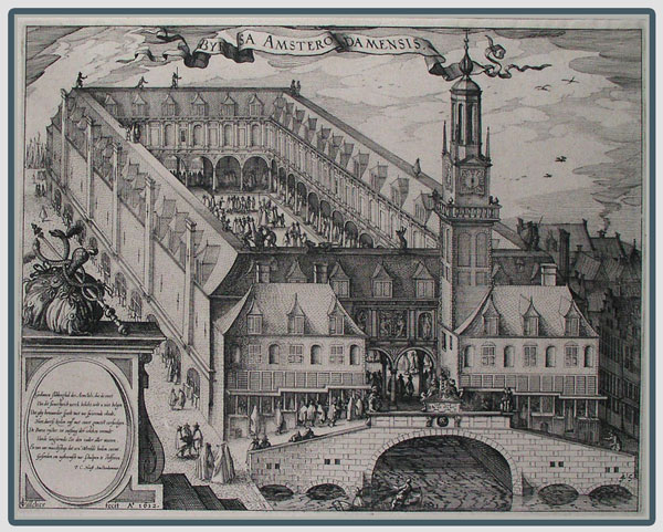 تصویری از اولین بورس اوراق بهادار جهان در شهر آمستردام هلند در قرن ۱۷ میلادی